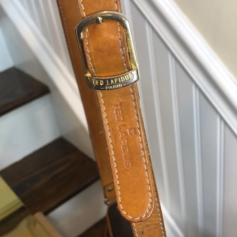TED LAPIDUS Paris Monogram Leather PVC Crossbody Strap Shoulder Bag RARE HTF